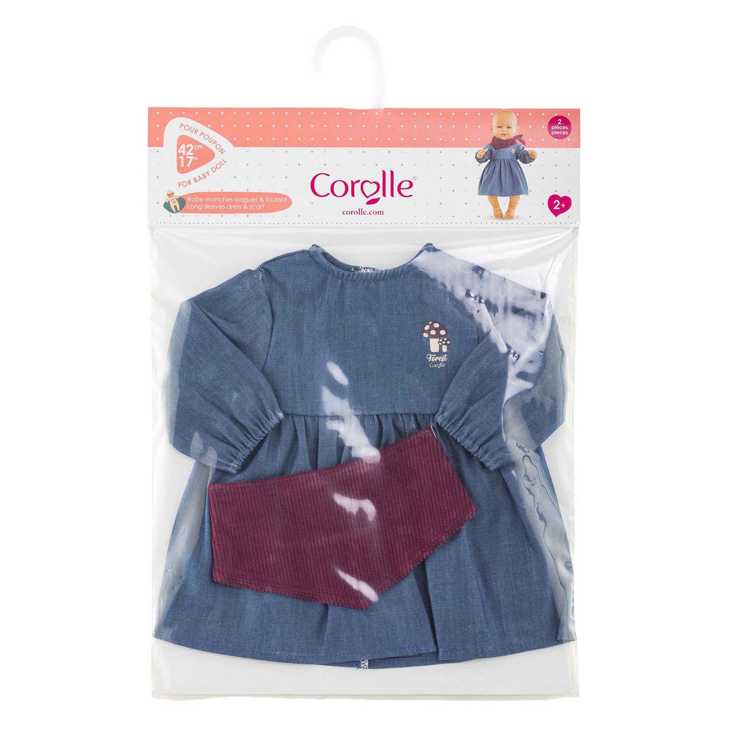 Corolle Jeans-Puppenhals mit Schal, kleiner Entdecker – 42 cm