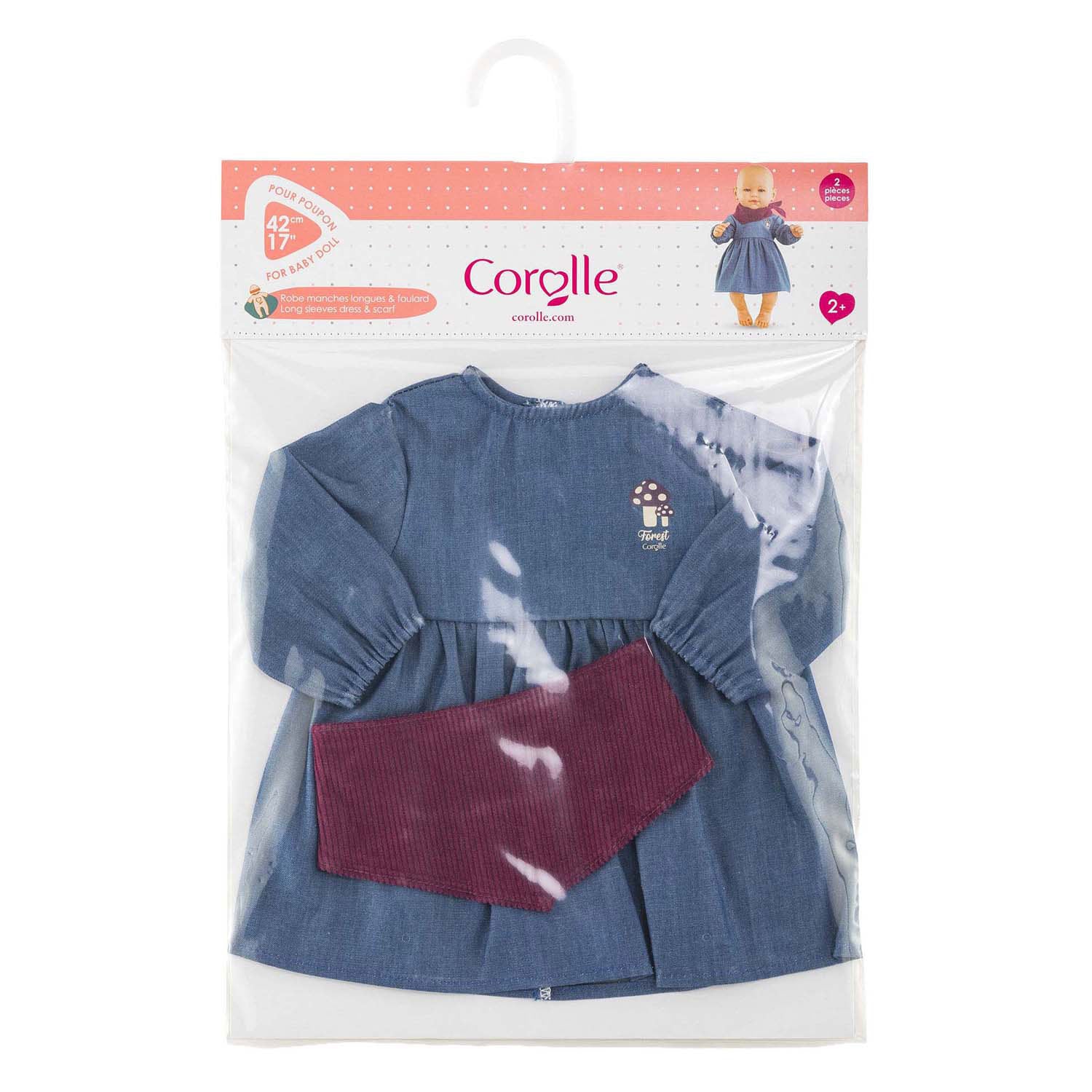 Corolle Jeans-Puppenhals mit Schal, kleiner Entdecker – 42 cm