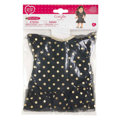 Corolle ma schwarzes Puppenkleid mit goldenen Punkten – 36 cm
