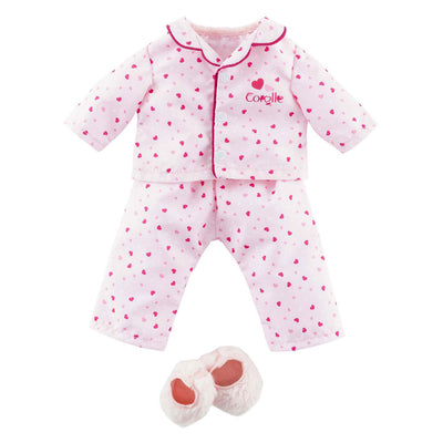 Pyjama und Hausschuhe für Corolle Ma-Puppe – Herzen – 36 cm