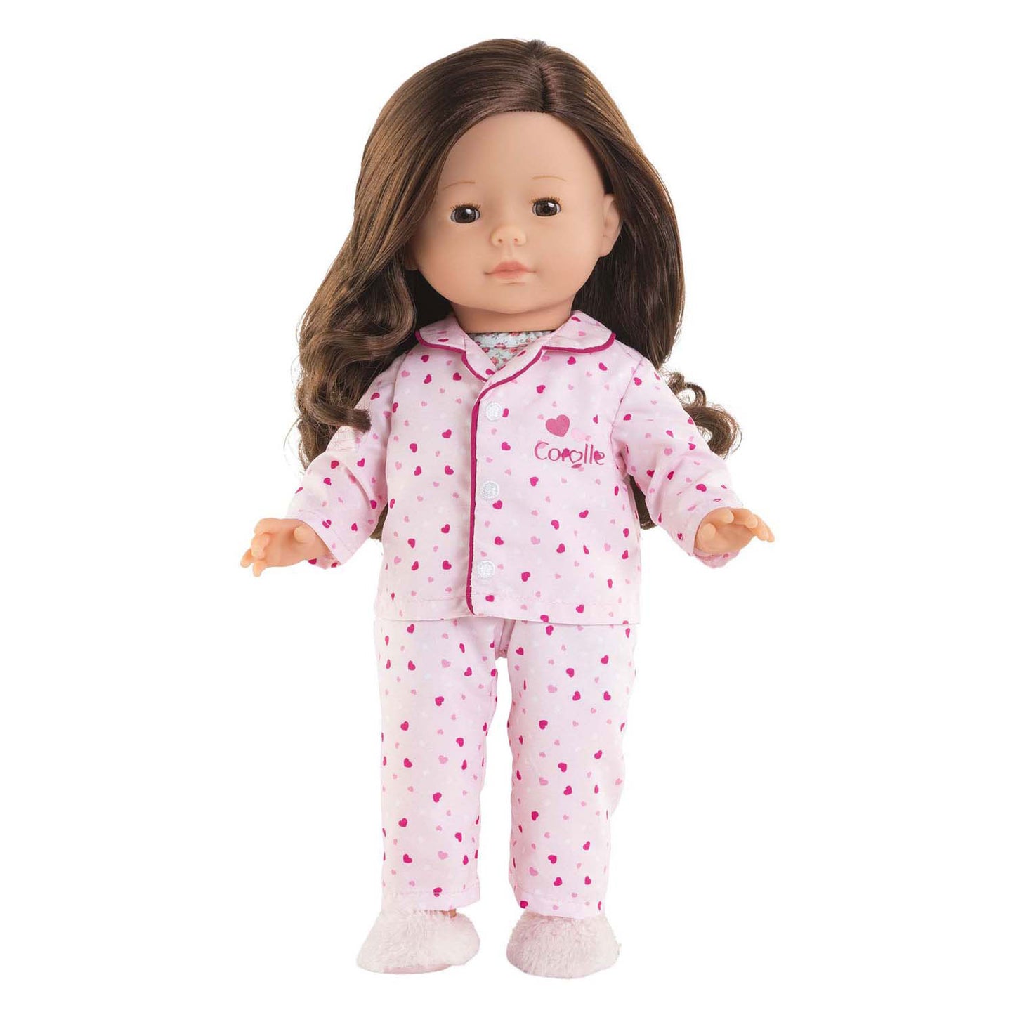 Pyjama und Hausschuhe für Corolle Ma-Puppe – Herzen – 36 cm