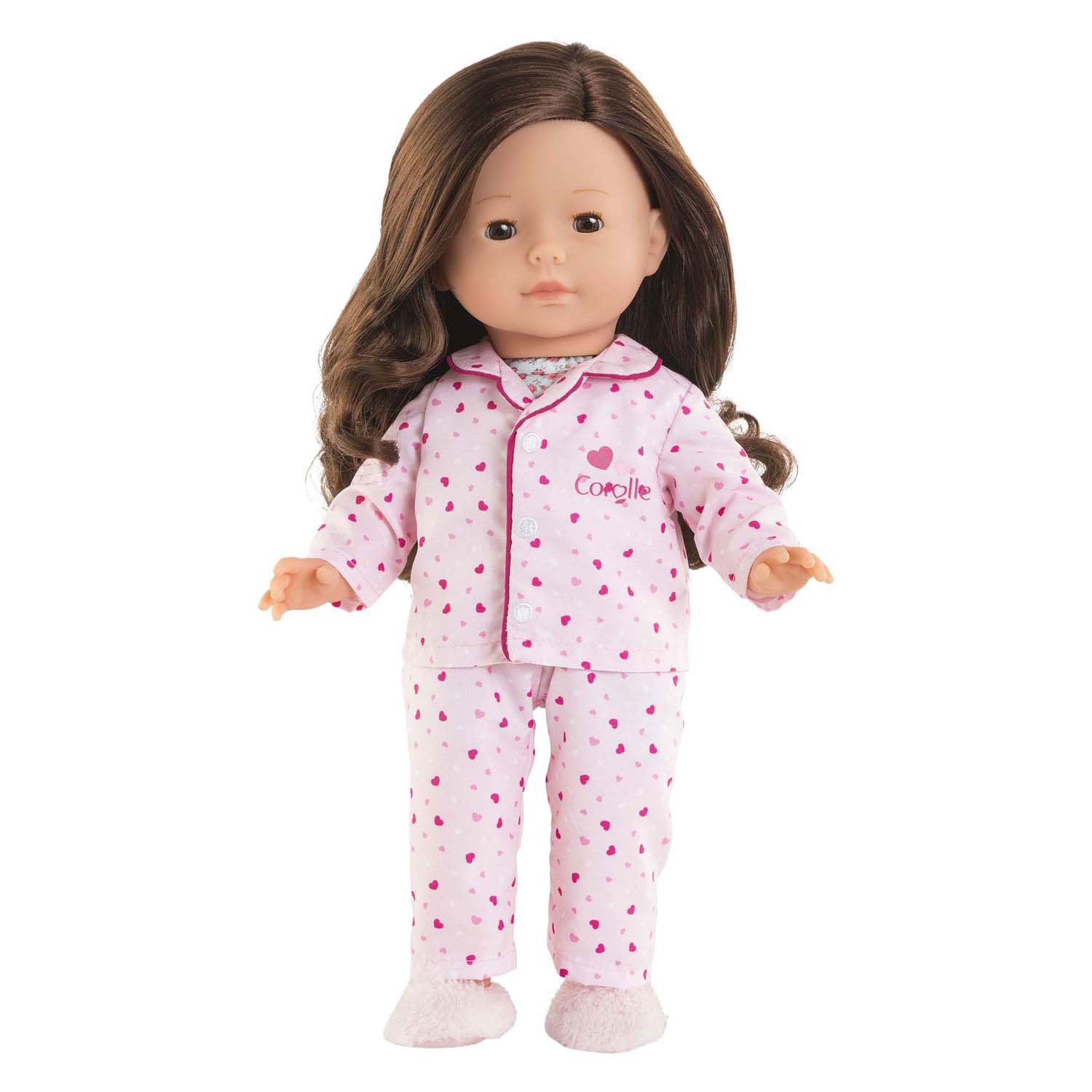 Pyjama und Hausschuhe für Corolle Ma-Puppe – Herzen – 36 cm