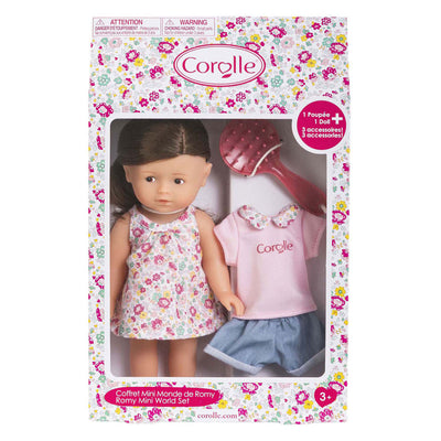 Corolle Mini-Babypuppe Romy mit 3 Zubehörteilen – 20 cm