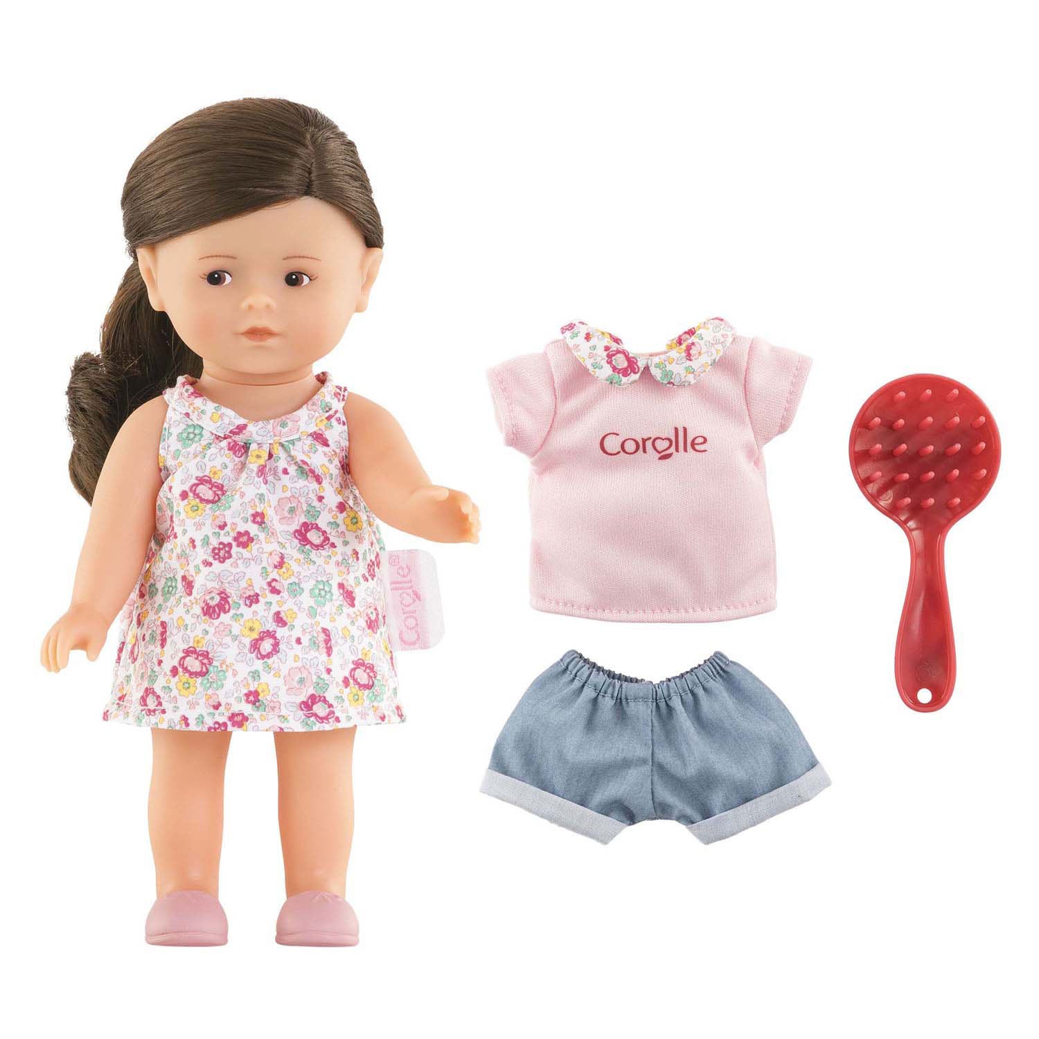 Corolle Mini-Babypuppe Romy mit 3 Zubehörteilen – 20 cm