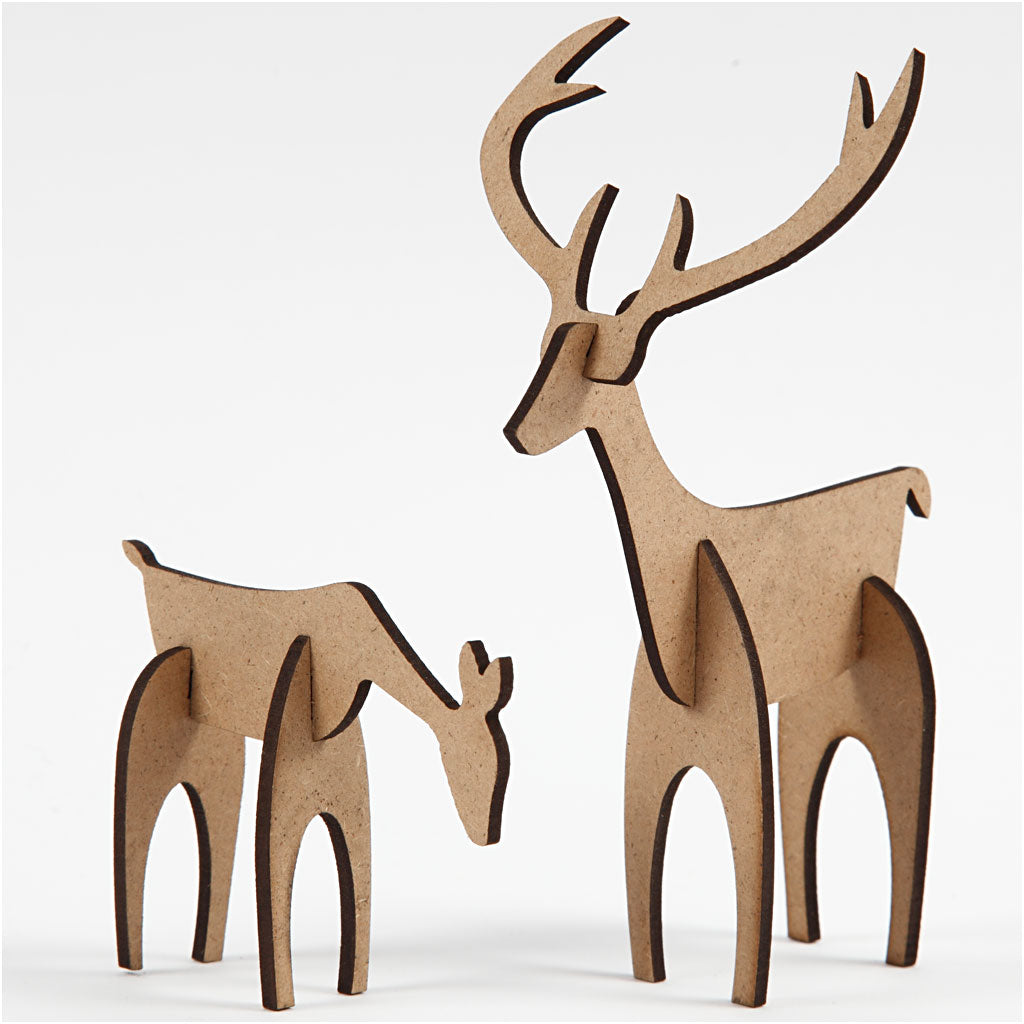 Creativ Company Rotwild und Reh, H: 5+12,5 cm, L: 6,5+8 cm, 1 Set
