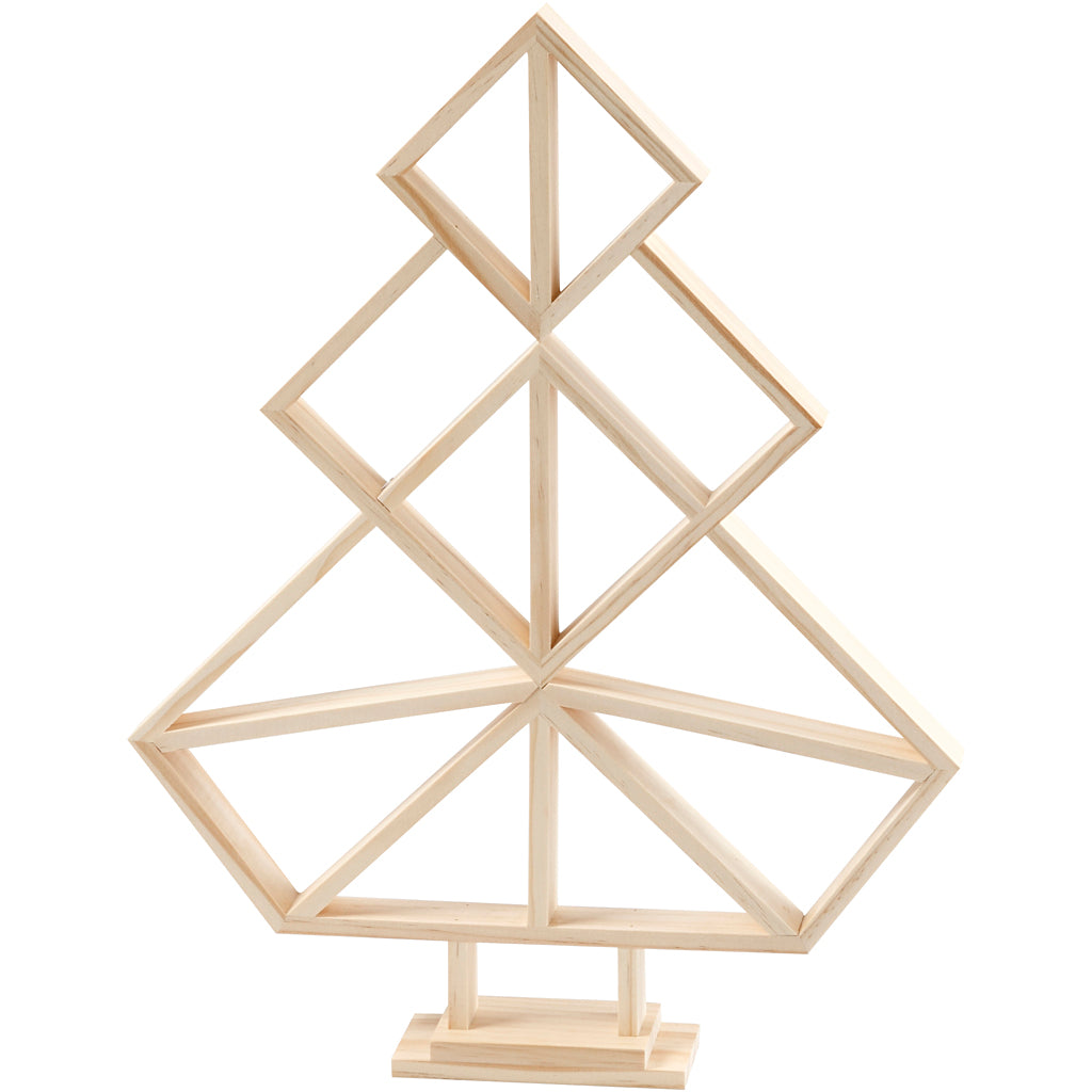 Creativ Company Geometrischer Weihnachtsbaum aus Holz, H: 40 cm, B: 31 cm, 1 Stück