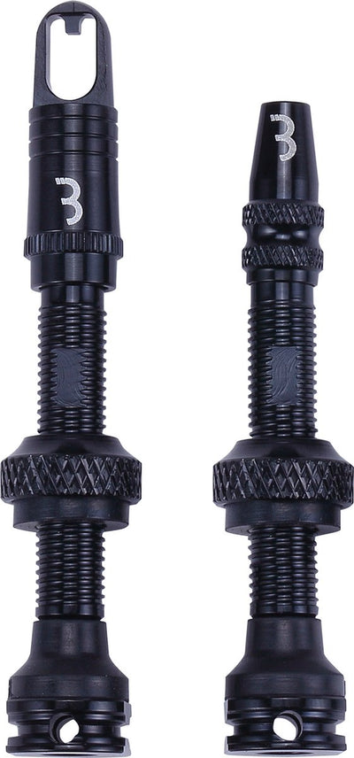 BBB Cycling Tubeless-Ventilset für MTB und Rennrad – Tubeless-Ventil aus Aluminium – Al-Ventile – 40 mm – Schwarz – BTI-160