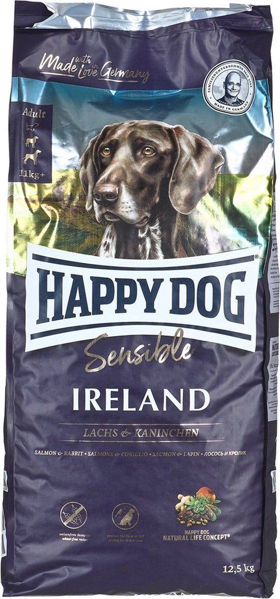 Happy Dog Fodder Supreme Sensitive – ausgewachsenes irisches Lachskaninchen, 12,5 kg