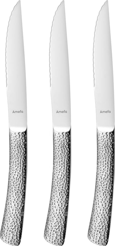 Amefa Bongo 3 Steakmesser XL - Edelstahl - spülmaschinenfest - Steak - gehämmertes Hochglanzdesign