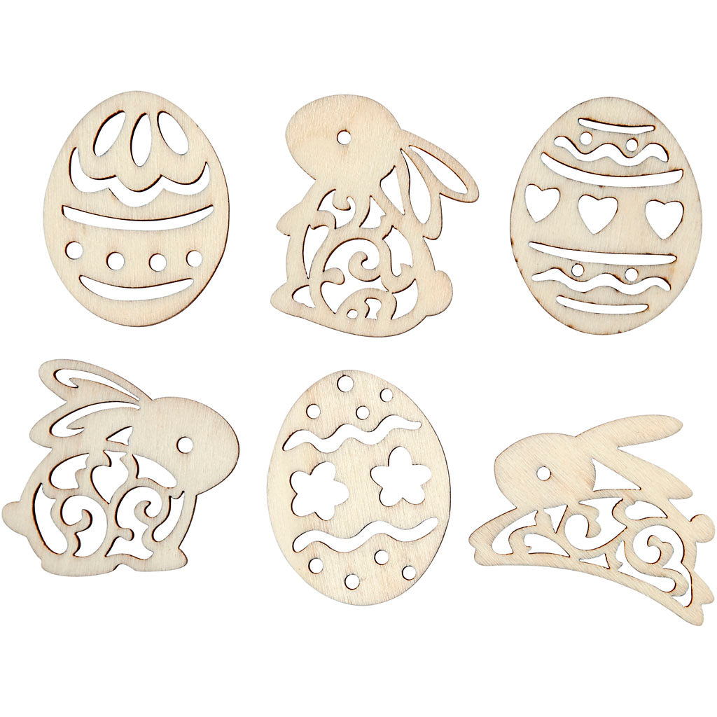 Creativ Company Holzfiguren, Ostern, H: 40 mm, Stärke 3 mm, 24 Stück 1 Box