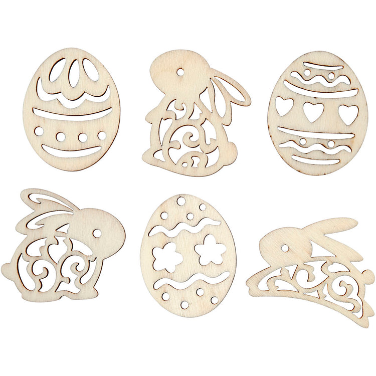 Creativ Company Holzfiguren, Ostern, H: 40 mm, Stärke 3 mm, 24 Stück 1 Box