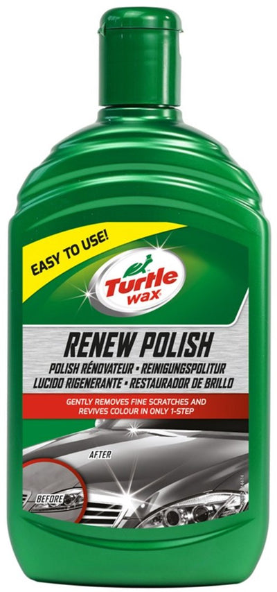 Turtle Wax GL Renew Polish – entfernt Kratzer, Schrammen und Verwitterungen – bringt Farbe zurück – für stumpfen, verblassten Lack – perfekt für ältere Autos – 500 ml