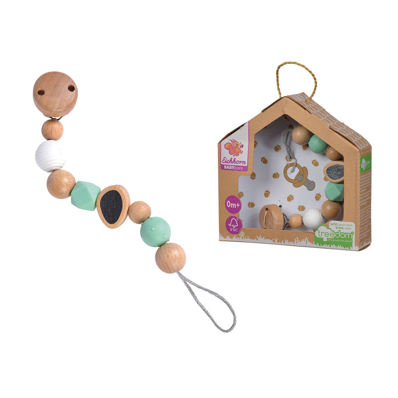 Eichhorn Baby Holz Schnullerkette