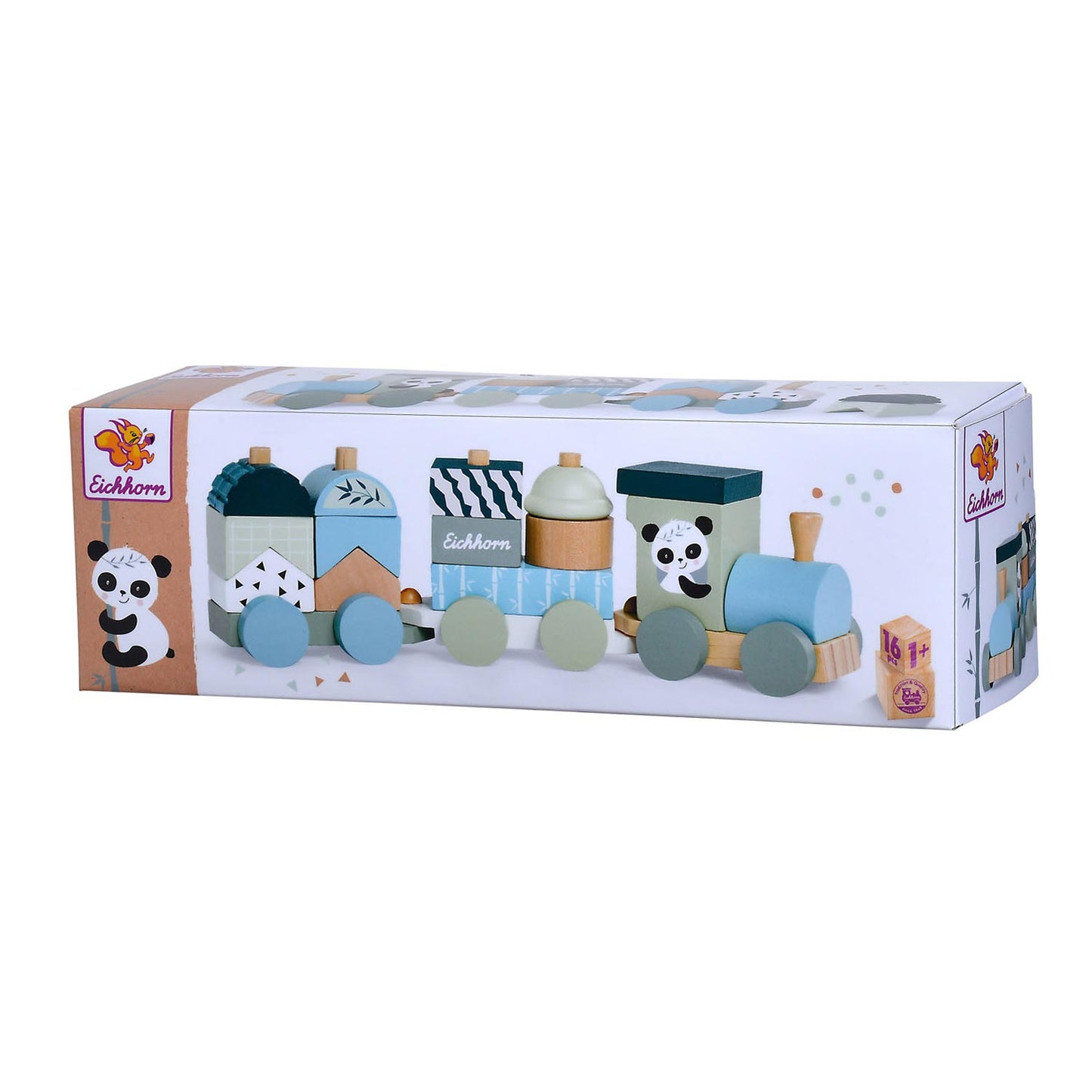 Eichhorn Holzblockzug Panda, 16dlg.