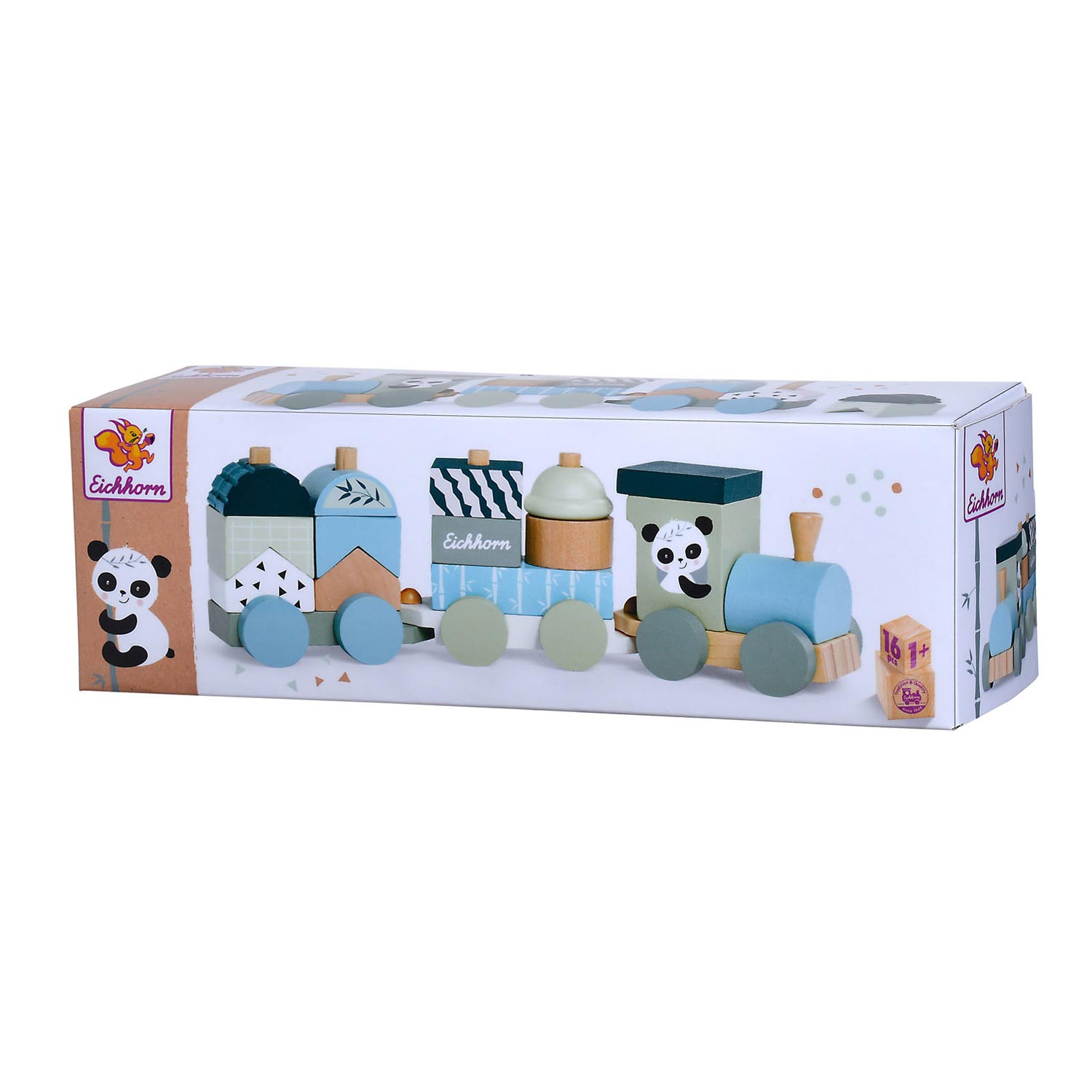 Eichhorn Holzblockzug Panda, 16dlg.