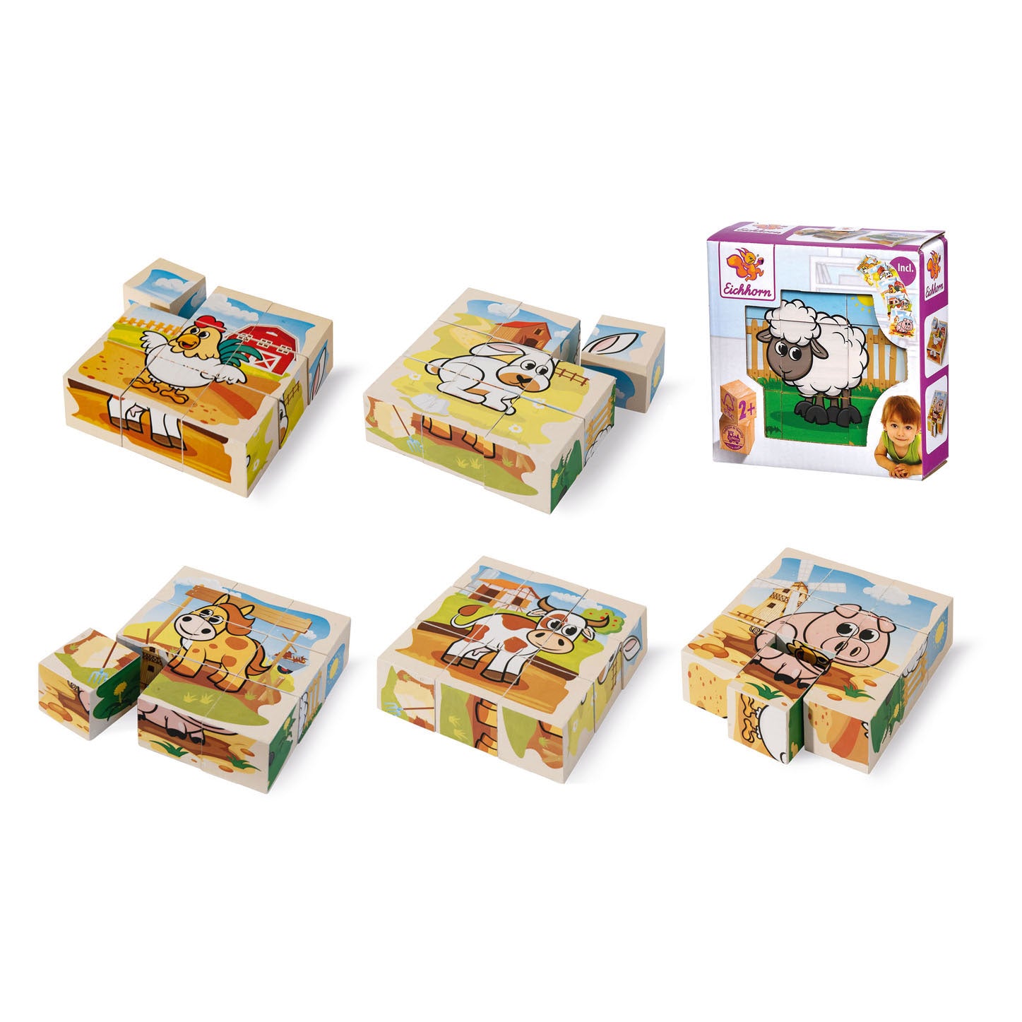 Eichhorn Holzblock Puzzle Farm