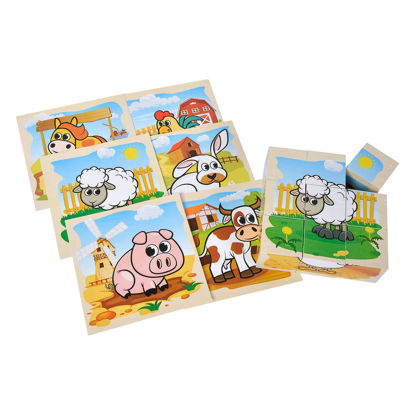 Eichhorn Holzblock Puzzle Farm