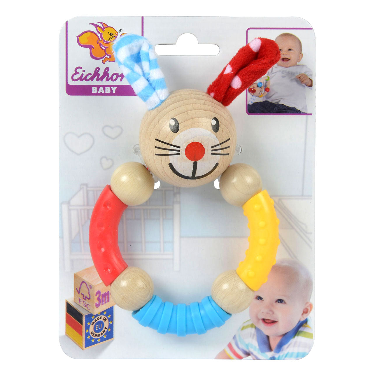 Eichhorn Baby Bijtring Kaninchen aus Holz