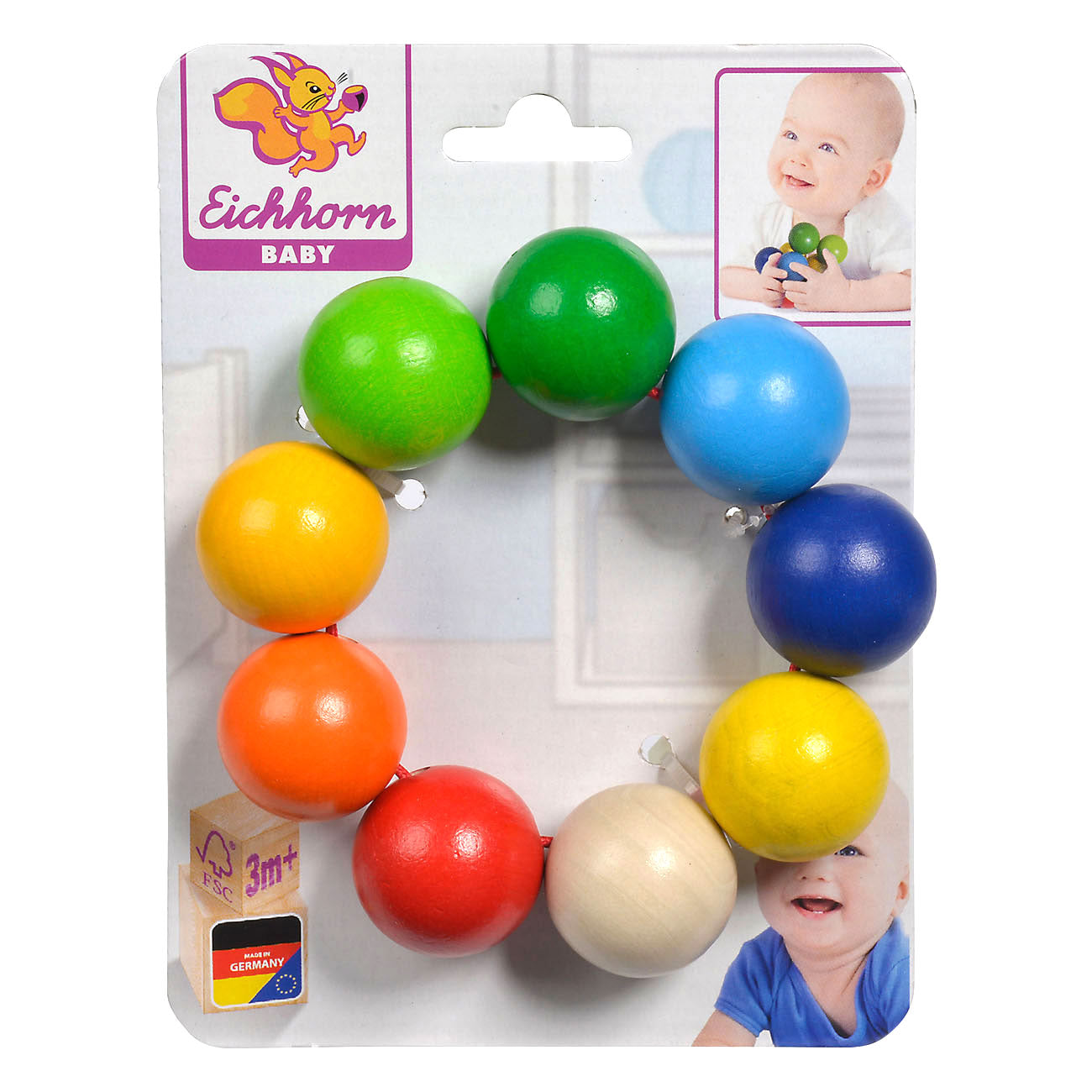 Eichhorn Baby Holz mit Perlen greifen