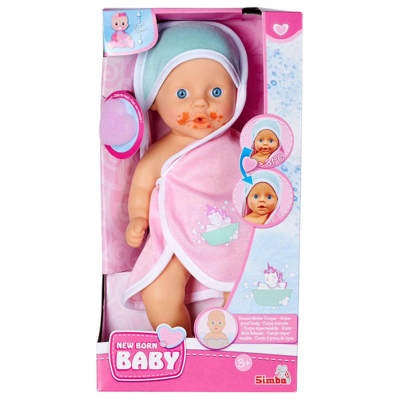Neugeborenes Baby Badpop muss ein Bad nehmen