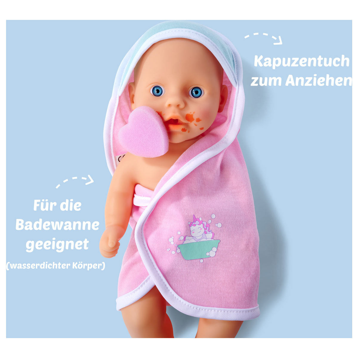 Neugeborenes Baby Badpop muss ein Bad nehmen