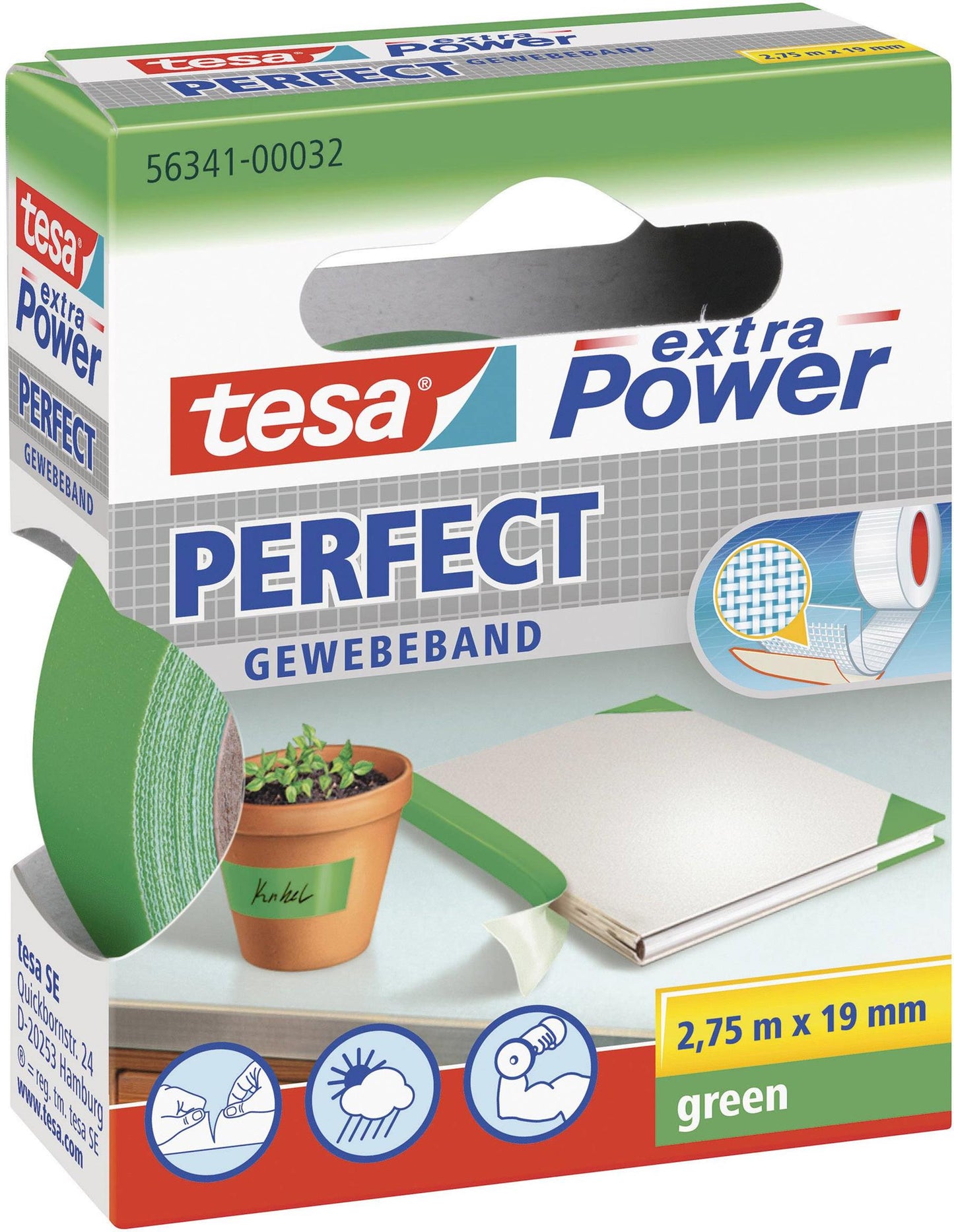 Tesa-Klebeband 2,75 m x 19 mm grün