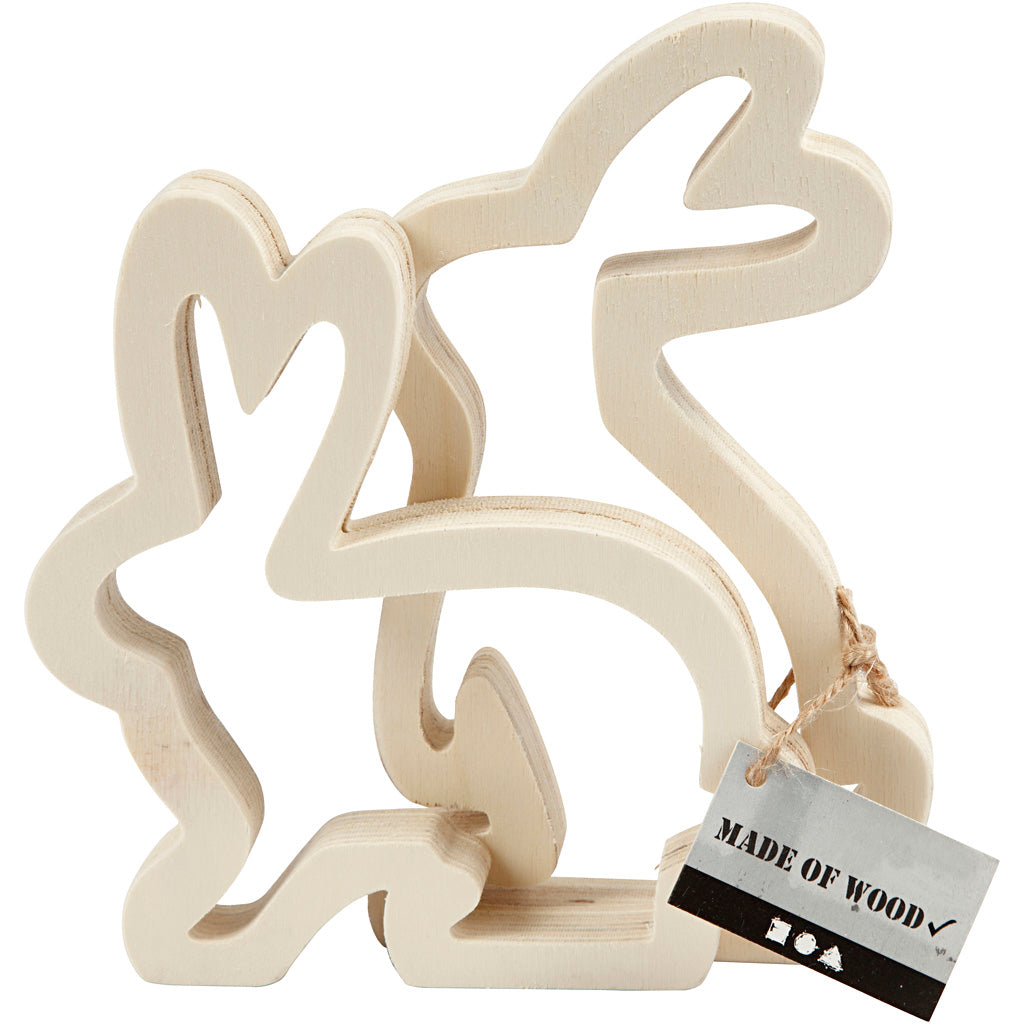 Creativ Company Osterhasen, H: 14 cm, T: 2 cm, B: 13 cm, 2 Stück 1 Box