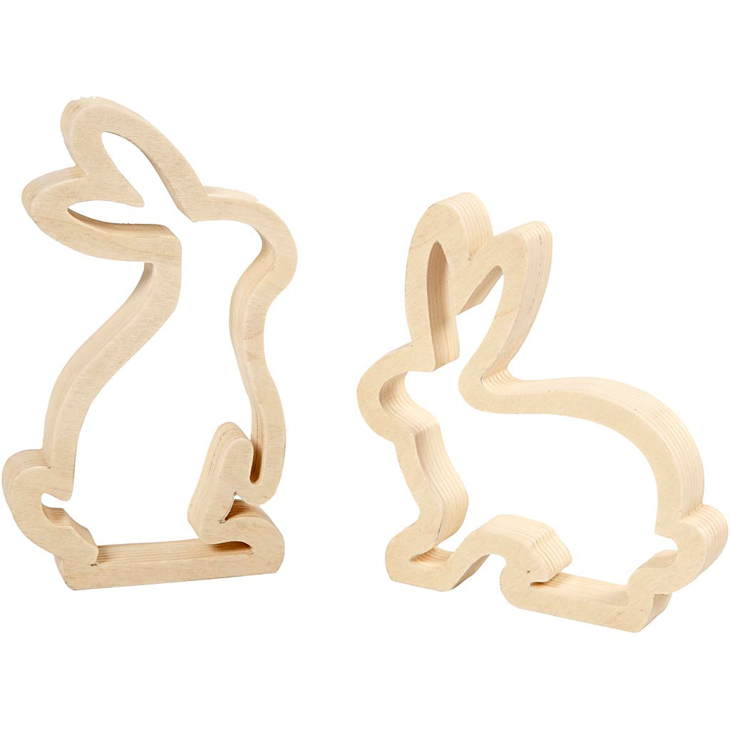 Creativ Company Osterhasen, H: 14 cm, T: 2 cm, B: 13 cm, 2 Stück 1 Box