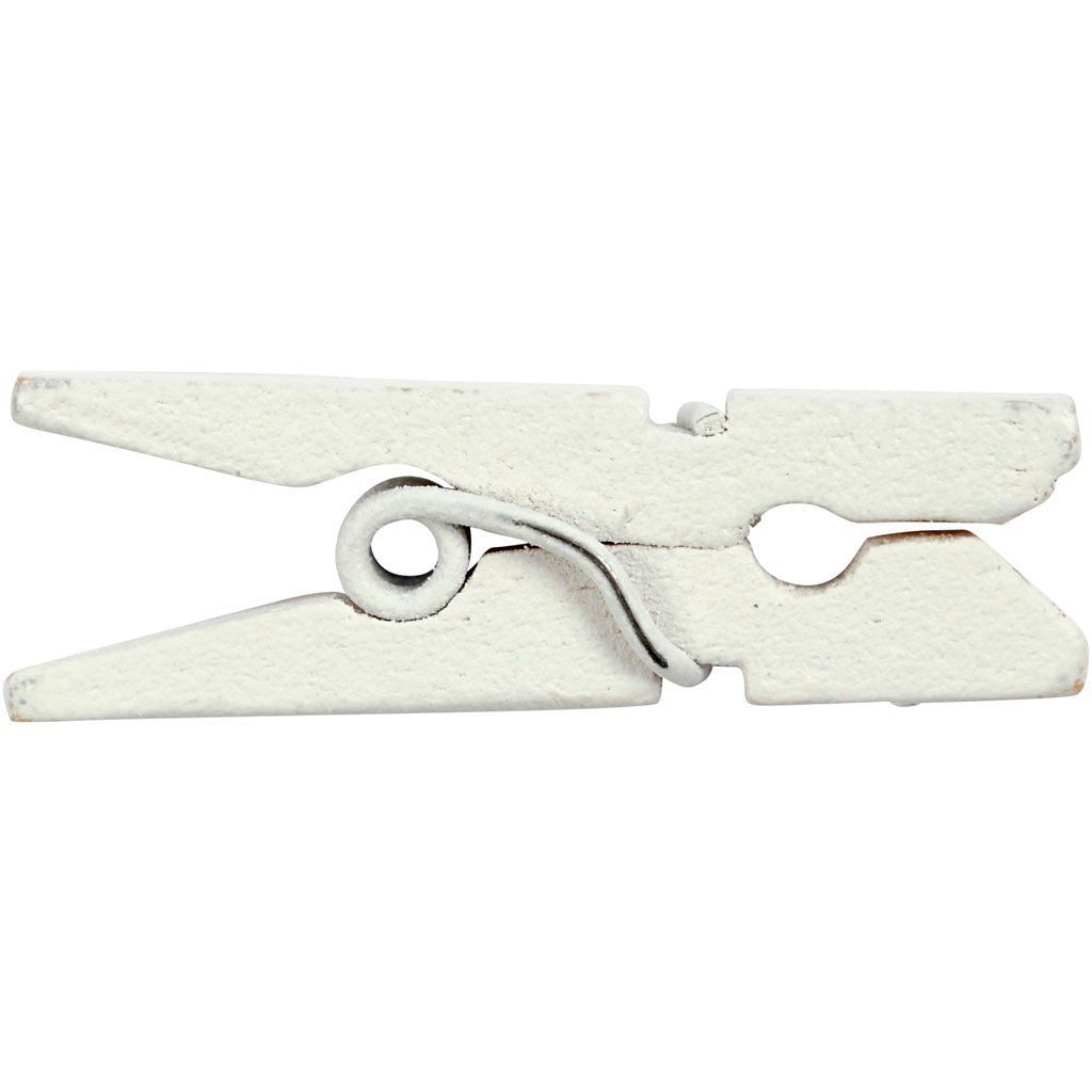 Creativ Company Mini-Wäscheklammern, L: 25 mm, B: 3 mm, weiß, 36 Stück 1 Box