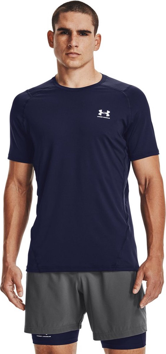 Under Armour UA HG Armour Fitted SS-Blu Herren-Sportshirt – Midnight Navy – Weiß