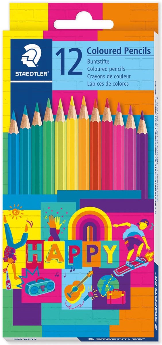 Unbranded sans marque colored pencils - cardboard case 12 pcs happy