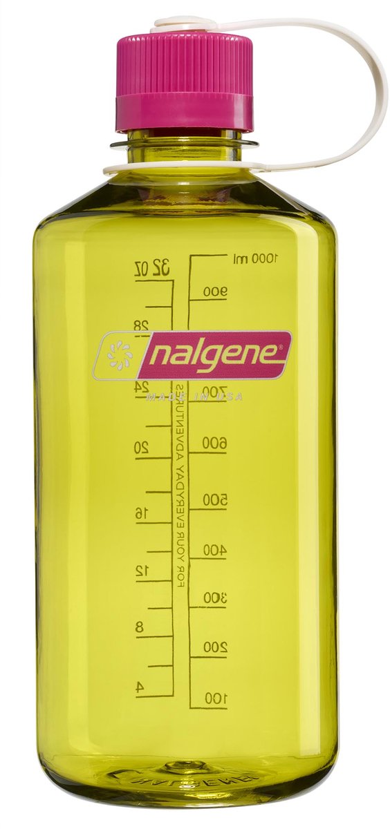 Nalgene – Enghalsflasche – Trinkflasche – Wasserflasche – 1000 ml – BPA-frei – Sustain – Endivie mit Fuchsia-Lila, neu