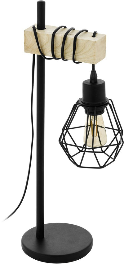 Eglo Townshend 5 Tischlampe – E27 – 50 cm – Schwarzbraun – FSC-Holz