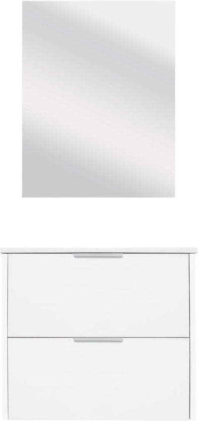Differnz Bolo Badezimmermöbel-Set 61 x 50 x 46 cm, FSC-MFC-Platte, weiße Keramik, weiß Hochglanz