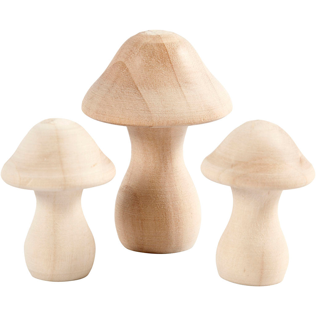 Creativ Company Holzpilze, D 3,3 + 4,5 cm, Maße 4,5 + 6,5 cm, 3 Stück 1 Box