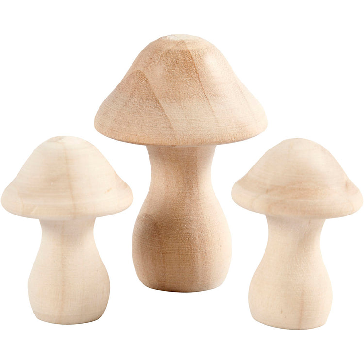 Creativ Company Holzpilze, D 3,3 + 4,5 cm, Maße 4,5 + 6,5 cm, 3 Stück 1 Box