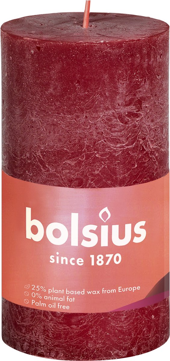 Bolsius rustikale Stumpenkerze 100 50 rot