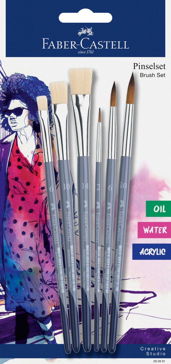 Faber-Castell Pinselset – flach (6,10,14) – rund (2, 6,10) – fc-282891