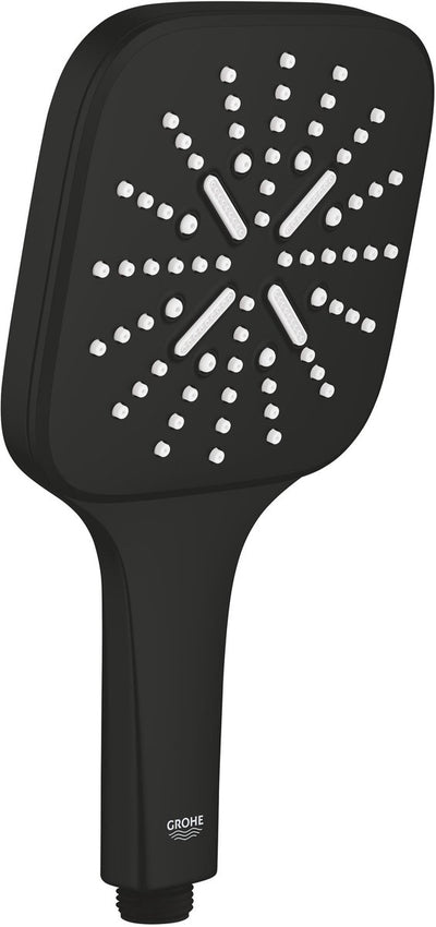 Grohe Vitalio Smartactive 130 Cube Handbrause – abgerundeter quadratischer Duschkopf von 130 mm – 3 Strahlarten – wassersparend – mattschwarz – passend für alle gängigen Brauseschläuche
