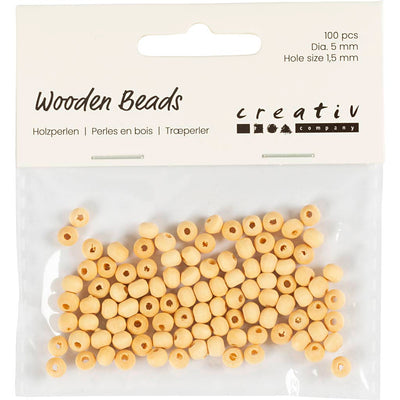 Creativ Company Holzperle, D 5 mm, Lochgröße 1,5 mm, 100 Stück 1 Box