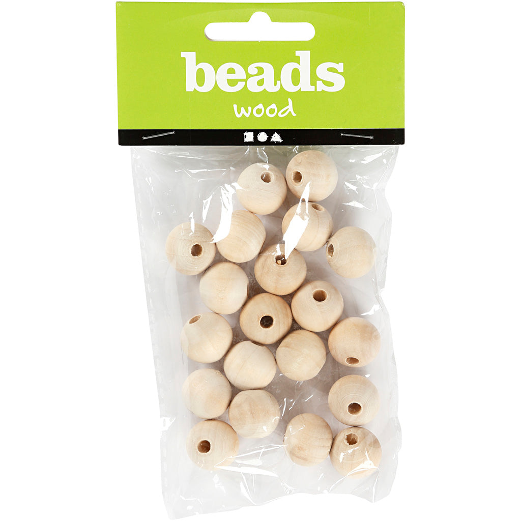 Creativ Company Holzperle, D 15 mm, Lochgröße 3 mm, 20 Stück 1 Box