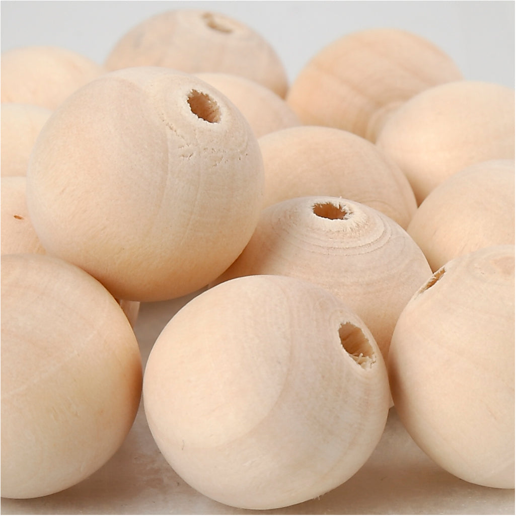 Creativ Company Holzperle, D 20 mm, Lochgröße 4 mm, 14 Stück 1 Box