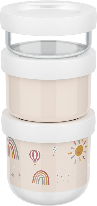 Mepal Mio Snackbox Stack 3-teilig – 550 ml – so viel stapeln, wie Sie brauchen – mikrowellen- und spülmaschinenfest – Sunshine Rainbow