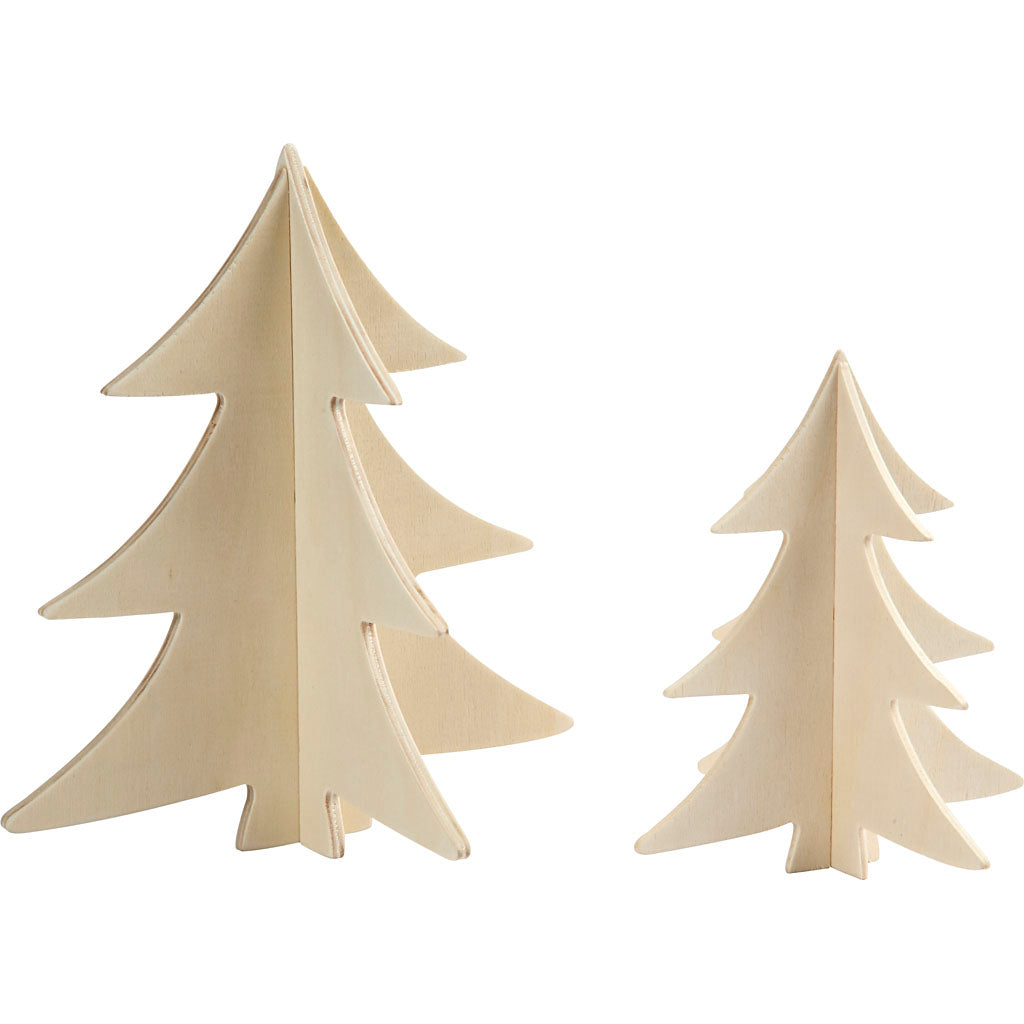 Dekorieren Sie Ihre 3D -hölzernen Weihnachtsbäume, 2st.
