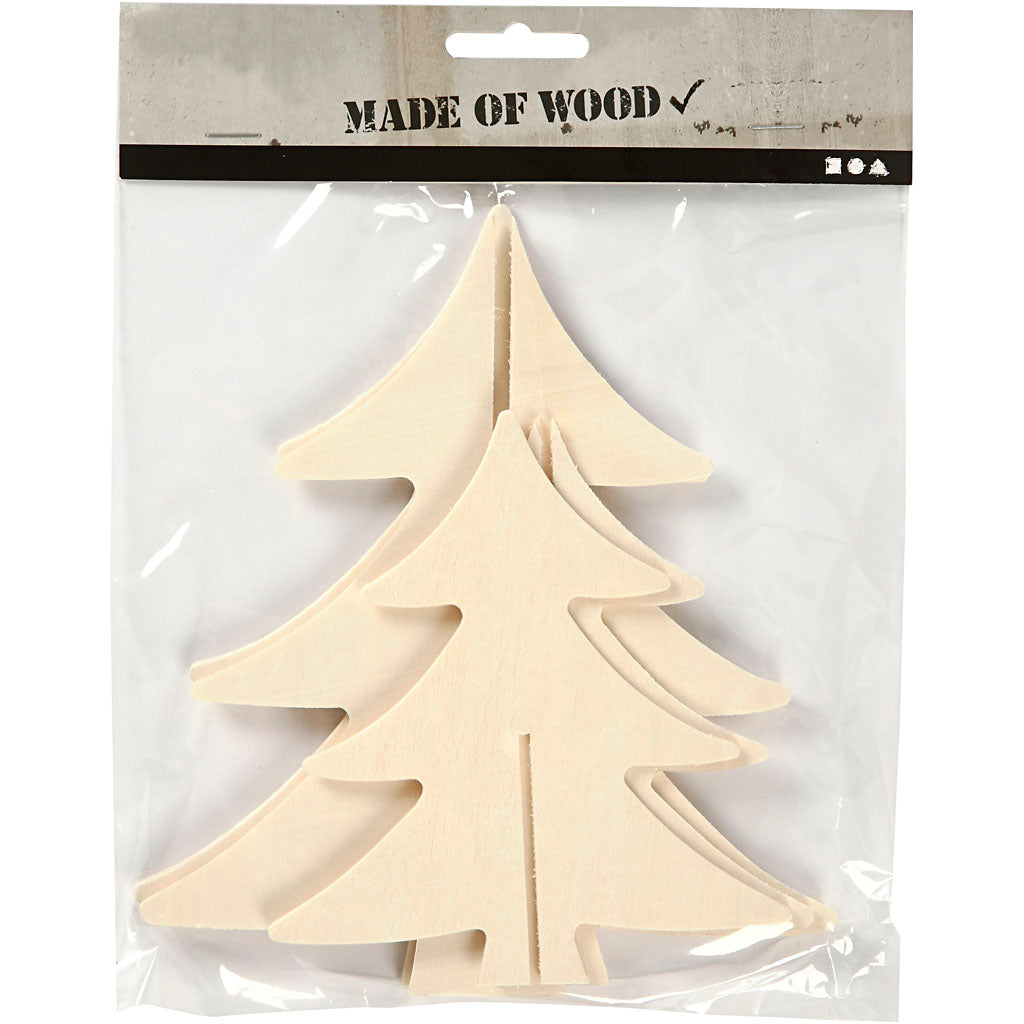 Dekorieren Sie Ihre 3D -hölzernen Weihnachtsbäume, 2st.