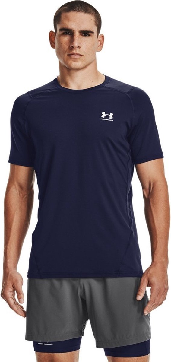 Under Armour UA HG Armour Fitted SS-Blu Herren-Sportshirt – Midnight Navy – Weiß