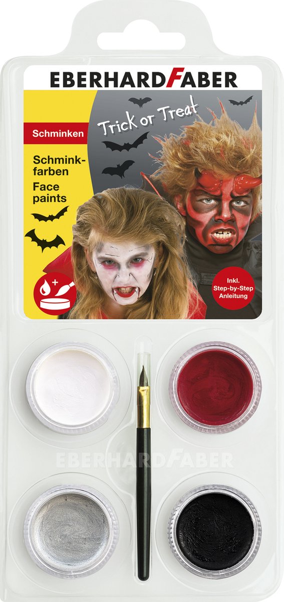 Eberhard Faber Schminkset – Dracula-Teufel – Weiß, Rot, Silber, Schwarz – EF-579028