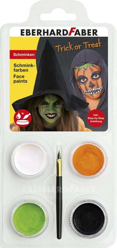 Eberhard Faber Schminkset – Kürbishexe – Weiß, Orange, Grün, Schwarz – EF-579029