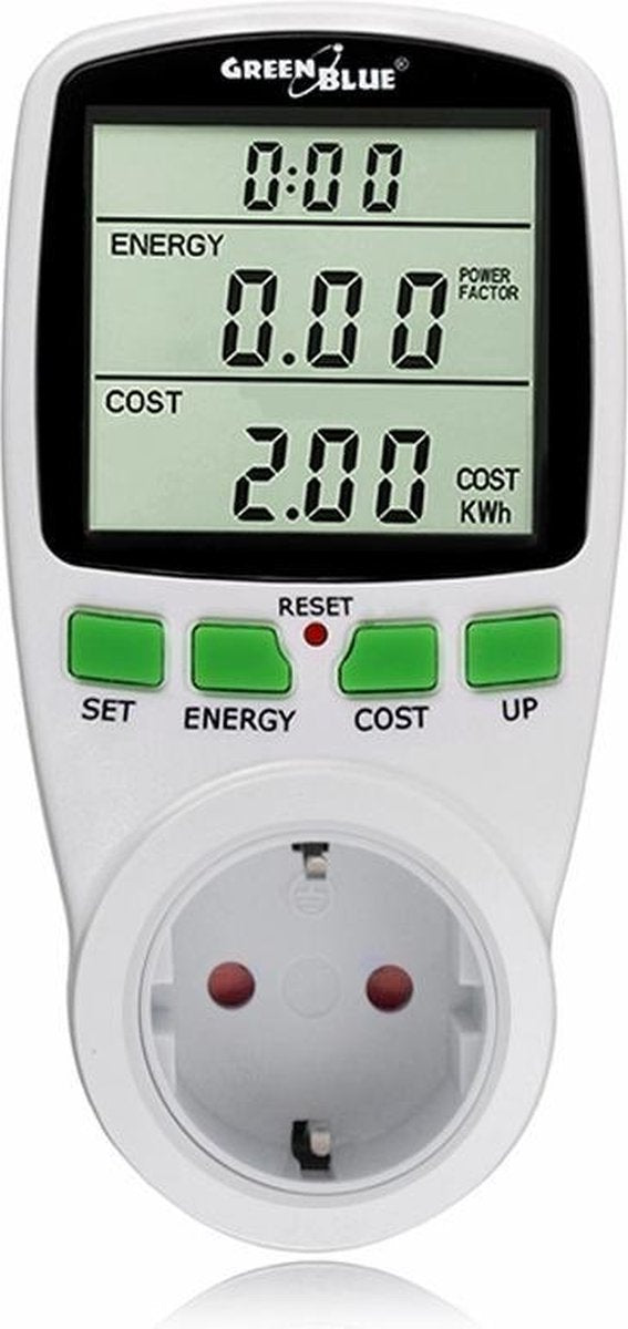 Greenblue - Wattmeter mit Steckdose max.16 a 3600w 230v | Energieverbrauchszähler