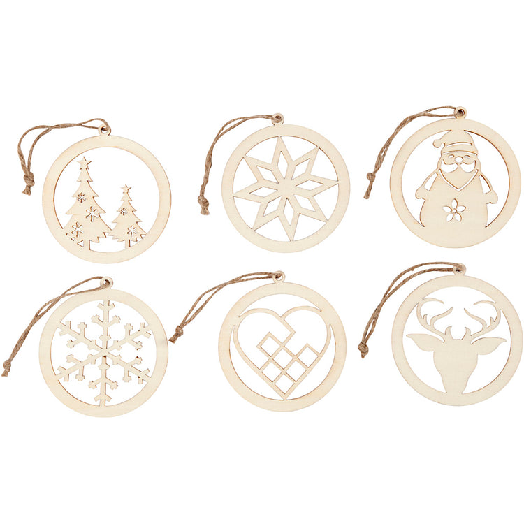 Creativ Company Weihnachtsschmuck, D 8 cm, Dicke 0,3 cm, 6 Stück 1 Box